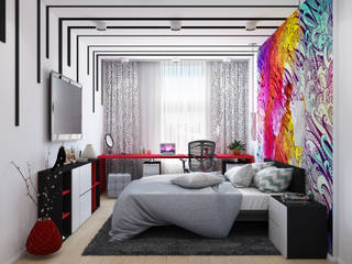 Квартира в ярких тонах, Tatiana Zaitseva Design Studio Tatiana Zaitseva Design Studio Minimalist bedroom