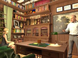 Biblioteca privata - Home office, Planet G Planet G Klassieke studeerkamer Massief hout
