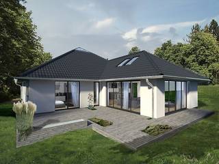 Winkelbungalow, K-MÄLEON Haus GmbH K-MÄLEON Haus GmbH Дома в стиле модерн