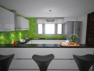 Arquitectura y diseño 3d- J.C.G Modern Kitchen Ceramic Green
