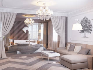 Квартира в Подольске, Ин-дизайн Ин-дизайн Salas de estar clássicas