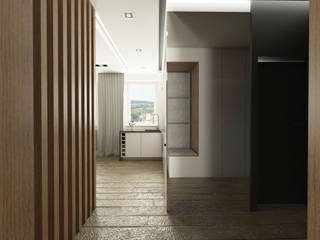 Mieszkanie nad morzem, emc|partners emc|partners Pasillos, vestíbulos y escaleras de estilo moderno Madera Acabado en madera