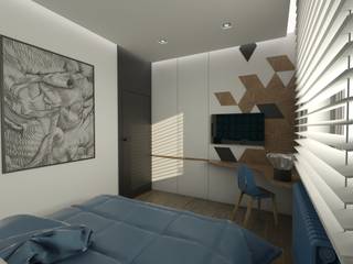 Mieszkanie nad morzem, emc|partners emc|partners Dormitorios de estilo moderno Tablero DM