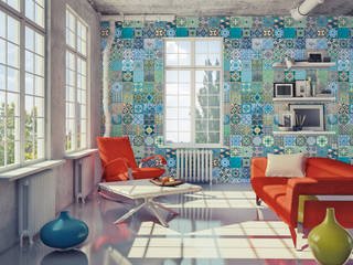 Azulejo Português, OH Wallpaper OH Wallpaper 모던스타일 벽지 & 바닥 종이