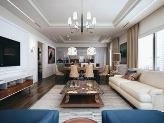 New York. Living room. Part I, KAPRANDESIGN KAPRANDESIGN 클래식스타일 거실 돌 베이지