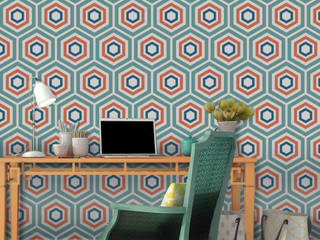 Padrões Geométricos dos Anos 70 - Hexágono, OH Wallpaper OH Wallpaper Modern walls & floors Paper