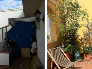 Projeto de paisagismo para cobertura, Renata Villar Paisagismo e Arranjos Florais Renata Villar Paisagismo e Arranjos Florais Rustic style balcony, veranda & terrace