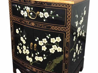 Black Lacquer Chinese Furniture ~ Exquisite Cherry Blossom Designs, Asia Dragon Furniture from London Asia Dragon Furniture from London 和風デザインの リビング