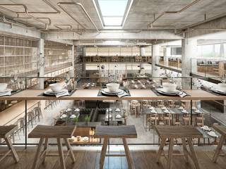 Design and 3D rendering of a restaurant in Hurghada, Berga&Gonzalez - arquitectura y render Berga&Gonzalez - arquitectura y render Commercial spaces Concrete