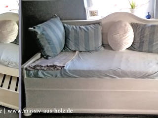 Bett mit Unterbett, Massiv aus Holz Massiv aus Holz Living roomSofas & armchairs Wood White