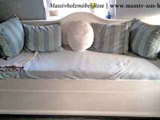 Bett mit Unterbett, Massiv aus Holz Massiv aus Holz Living room Wood White