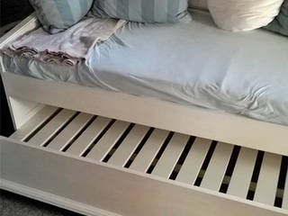 Bett mit Unterbett, Massiv aus Holz Massiv aus Holz Living room Wood White