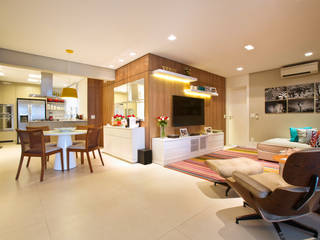 Apartamento no Campo Belo, Marcelo Bicudo Arquitetura Marcelo Bicudo Arquitetura Moderne woonkamers