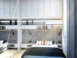 NOWOCZESNA KAWALERKA DLA MŁODEGO MAŁŻEŃSTWA, AAW studio AAW studio Modern style bedroom