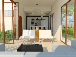 Casa Evolutiva 01 Tony Santos Arquitetura Livings de estilo moderno Mármol Blanco