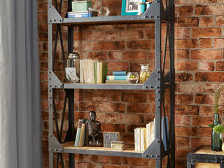 Ascot Industrial Wood & Metal Bookcase Asia Dragon Furniture from London Industriale Wohnzimmer Regale