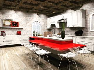 Cozinha Clássica Com Ar Campestre, MV Arquitetura e Design MV Arquitetura e Design Kitchen Bricks Red