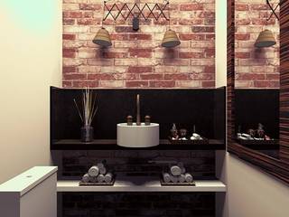 Lavabo, MV Arquitetura e Design MV Arquitetura e Design Phòng tắm phong cách mộc mạc Gạch Wood effect
