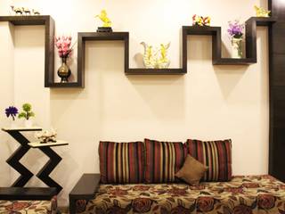 Duplex in Indore, Shadab Anwari & Associates. Shadab Anwari & Associates. Asian style living room Property,Furniture,Picture frame,Building,Wood,Plant,Interior design,Textile,Comfort,Lighting