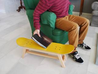 Skateboard stool, side table or bench, yellow color, skate-home skate-home Ruang Makan Modern