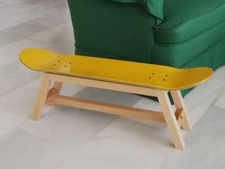 Skateboard stool, side table or bench, yellow color, skate-home skate-home منازل