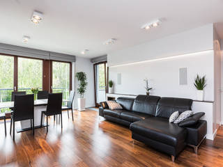 Mieszkanie na warszawskiej Ochocie, Modify- Architektura Wnętrz Modify- Architektura Wnętrz Salas de estar modernas