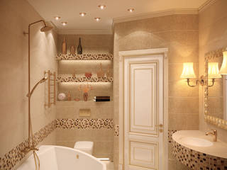 Дизайн санузла в классическом стиле в ЖК "Большой", Студия интерьерного дизайна happy.design Студия интерьерного дизайна happy.design Classic style bathroom