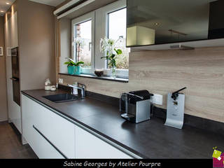 Un espace de vie moderne, chaleureux et harmonieux, Atelier Pourpre Design & Décoration SPRL Atelier Pourpre Design & Décoration SPRL Modern kitchen کوارٹج
