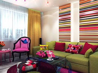 Living room apartment in the panel house, Your royal design Your royal design Living room Multicolored