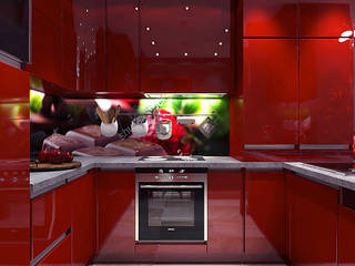 The kitchen in the panel house apartment, Your royal design Your royal design Kitchen Red