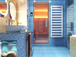 Bathroom apartment in the panel house, Your royal design Your royal design Mediterranean style bathrooms Blue