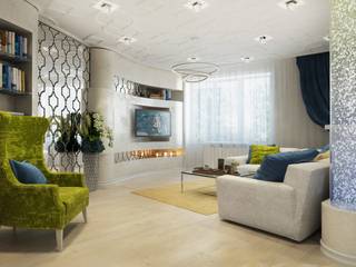 2 к.кв. в ЖК Эгоист (82 кв.м.), ДизайнМастер ДизайнМастер Modern living room