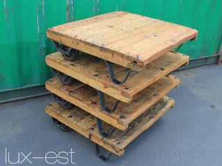 Palettenwagen Couch Tisch Holz Industrie Design Vintage, Lux-Est Lux-Est Industriale Wohnzimmer Holz