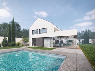 Casa in legno con piscina, Progettolegno srl Progettolegno srl Modern houses Wood Wood effect