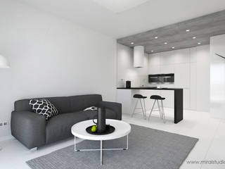 MIESZKANIE - KRAKÓW, FREDRY - WIZUALIZACJA, MIRAI STUDIO MIRAI STUDIO Minimalist living room Concrete