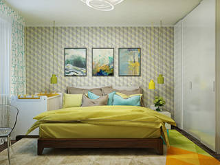 Геометрия с акцентом, Студия дизайна ROMANIUK DESIGN Студия дизайна ROMANIUK DESIGN Modern style bedroom
