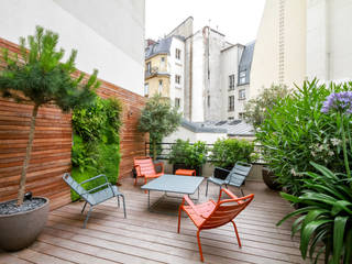 Toit terrasse Miromesnil., Terrasses des Oliviers - Paysagiste Paris Terrasses des Oliviers - Paysagiste Paris Balcon, Veranda & Terrasse modernes