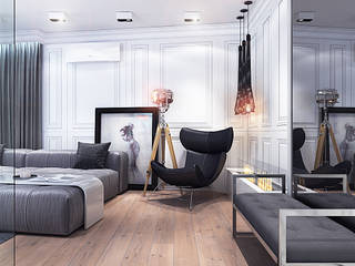 Studio. The kitchen and living room, Your royal design Your royal design オリジナルデザインの リビング 白色