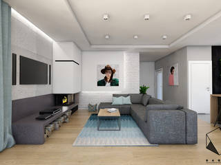 Projekt domu jednorodzinnego 8, BAGUA Pracownia Architektury Wnętrz BAGUA Pracownia Architektury Wnętrz Modern Living Room