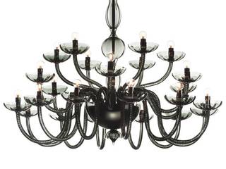 Murano Glass Chandelier - modern grey glass chandelier - FLABANICO, YourMurano Lighting UK YourMurano Lighting UK 臥室 玻璃