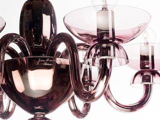 Murano Glass Chandelier - modern pink glass chandelier - QUERINI, YourMurano Lighting UK YourMurano Lighting UK Salas de estilo moderno Vidrio