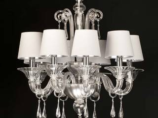 Murano Glass Chandelier - modern silver glass chandelier - RUZZINI, YourMurano Lighting UK YourMurano Lighting UK 書房/辦公室 玻璃