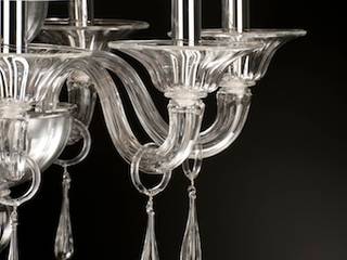 Murano Glass Chandelier - modern silver glass chandelier - RUZZINI, YourMurano Lighting UK YourMurano Lighting UK Cuartos de estilo moderno Vidrio