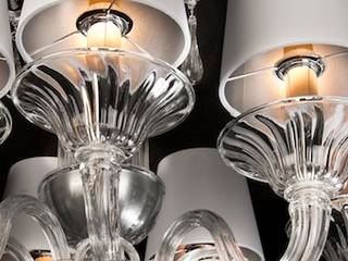 Murano Glass Chandelier - modern silver glass chandelier - RUZZINI, YourMurano Lighting UK YourMurano Lighting UK 現代風玄關、走廊與階梯 玻璃