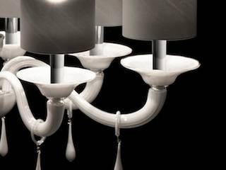 Murano Glass Chandelier - modern white glass chandelier - PRIULI WHITE, YourMurano Lighting UK YourMurano Lighting UK 餐廳 玻璃