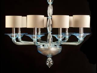 Murano Glass Chandelier - modern light blue glass chandelier - FOSCARINI, YourMurano Lighting UK YourMurano Lighting UK Dormitorios modernos: Ideas, imágenes y decoración Vidrio