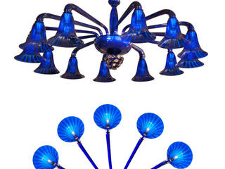 Murano Glass Chandelie - blue modern chandelier - POLANI, YourMurano Lighting UK YourMurano Lighting UK 更衣室 玻璃
