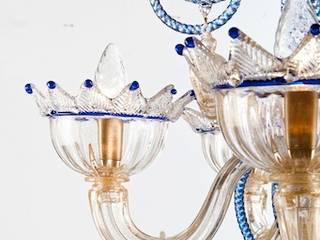 Murano Glass Chandelier - classic blue decorations, gold leaf and crystal glass chandelier - RENIER, YourMurano Lighting UK YourMurano Lighting UK Cuartos infantiles de estilo clásico Vidrio