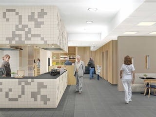 Interieur restaurant woonzorggebouw de Veldstraat, INZIGHT architecture INZIGHT architecture Espaces commerciaux