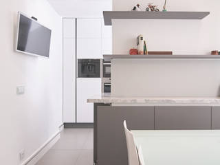 La cocina y office de Fernando y Laura, Emmme Studio Interiorismo Emmme Studio Interiorismo Phòng ăn phong cách tối giản